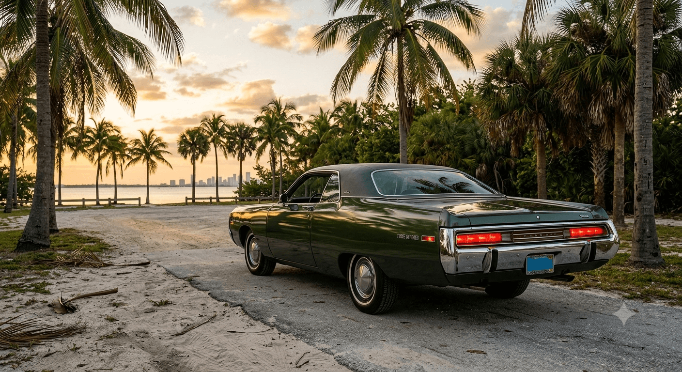 Miami sunset with palm trees